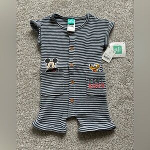 NWT Disney Mickey & Pluto Striped Romper